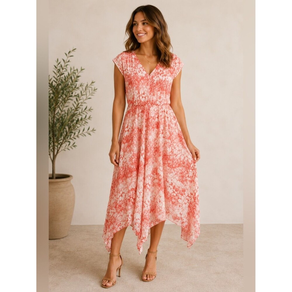 SUNDANCE Avonlea Floral Silk Asymmetrical Dress